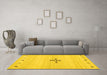 Machine Washable Solid Yellow Modern Rug in a Living Room, wshcon2927yw