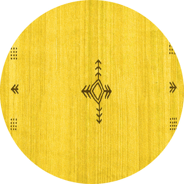 Round Solid Yellow Modern Rug, con2927yw