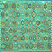 Square Machine Washable Abstract Turquoise Contemporary Area Rugs, wshcon2928turq