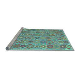 Sideview of Machine Washable Abstract Light Blue Contemporary Rug, wshcon2928lblu