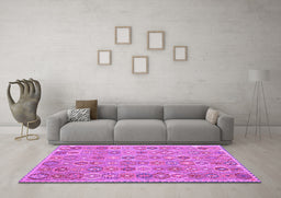 Machine Washable Abstract Purple Contemporary Area Rugs in a Living Room, wshcon2928pur