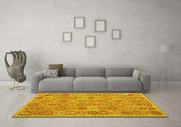 Machine Washable Abstract Yellow Contemporary Rug, wshcon2928yw