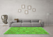 Machine Washable Abstract Green Contemporary Area Rugs in a Living Room,, wshcon2928grn