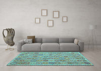 Machine Washable Abstract Light Blue Contemporary Rug, wshcon2928lblu