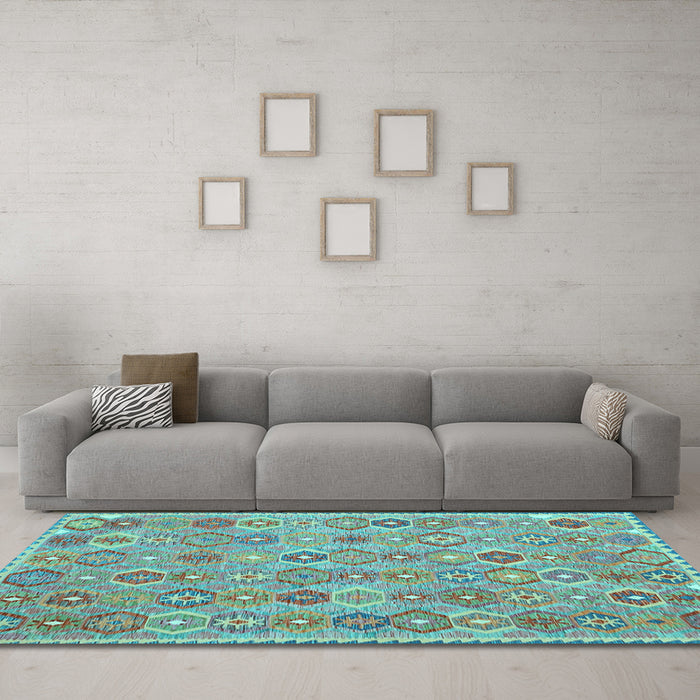 Machine Washable Abstract Light Blue Contemporary Rug in a Living Room, wshcon2928lblu