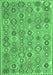 Machine Washable Abstract Emerald Green Contemporary Area Rugs, wshcon2928emgrn