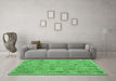 Machine Washable Abstract Emerald Green Contemporary Area Rugs in a Living Room,, wshcon2928emgrn