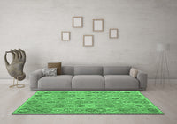 Machine Washable Abstract Emerald Green Contemporary Rug, wshcon2928emgrn