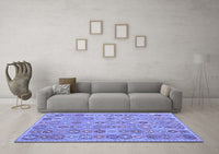 Machine Washable Abstract Blue Contemporary Rug, wshcon2928blu