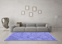 Machine Washable Abstract Blue Contemporary Rug in a Living Room, wshcon2928blu