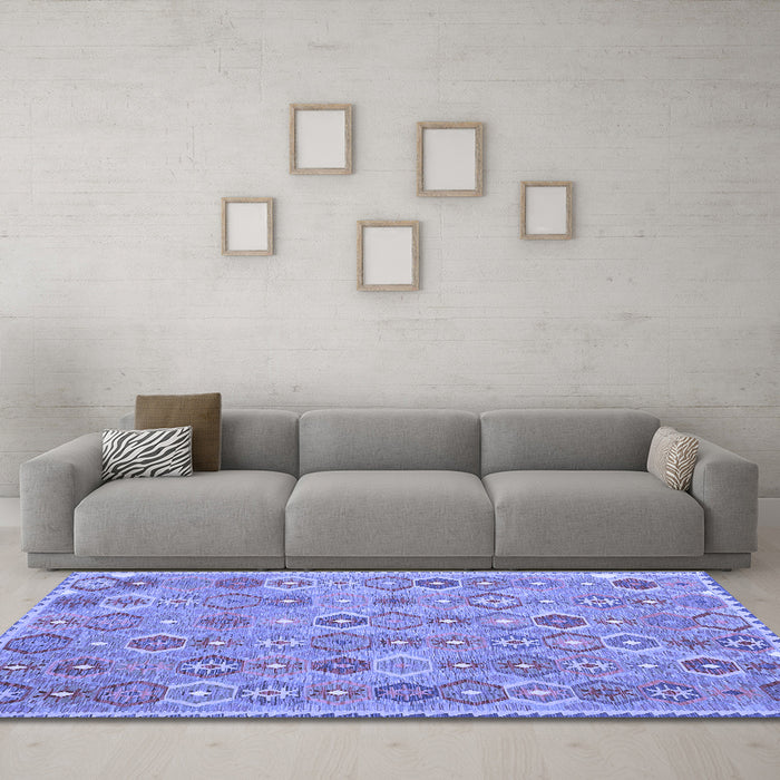 Machine Washable Abstract Blue Contemporary Rug in a Living Room, wshcon2928blu