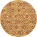 Round Abstract Brown Contemporary Rug, con2928brn