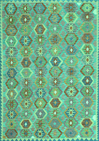 Abstract Turquoise Contemporary Rug, con2928turq