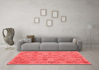 Machine Washable Abstract Red Contemporary Rug, wshcon2928red