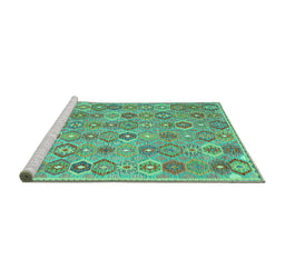 Sideview of Machine Washable Abstract Turquoise Contemporary Area Rugs, wshcon2928turq