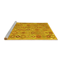 Sideview of Machine Washable Abstract Yellow Contemporary Rug, wshcon2928yw
