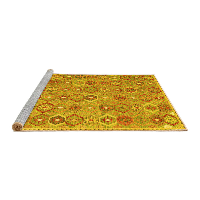 Sideview of Machine Washable Abstract Yellow Contemporary Rug, wshcon2928yw