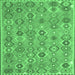 Square Machine Washable Abstract Emerald Green Contemporary Area Rugs, wshcon2928emgrn