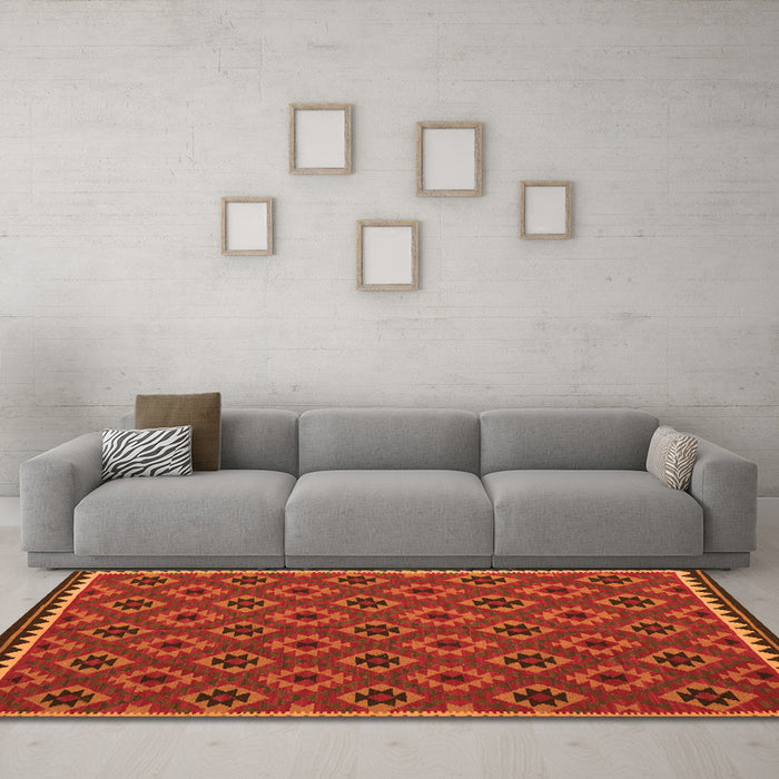 Machine Washable Oriental Orange Traditional Area Rugs in a Living Room, wshcon2929org