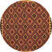 Round Machine Washable Oriental Brown Traditional Rug, wshcon2929brn