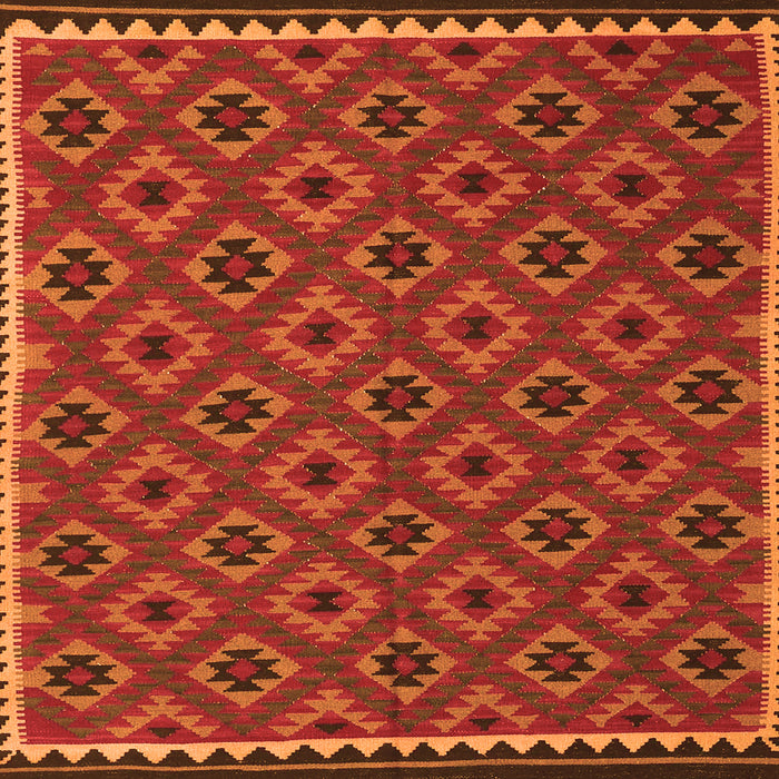 Round Machine Washable Oriental Orange Traditional Area Rugs, wshcon2929org