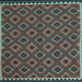 Square Machine Washable Oriental Light Blue Traditional Rug, wshcon2929lblu