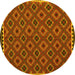 Round Machine Washable Oriental Yellow Traditional Rug, wshcon2929yw