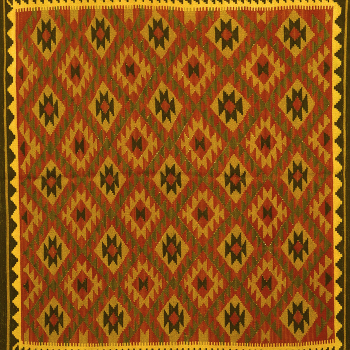 Square Machine Washable Oriental Yellow Traditional Rug, wshcon2929yw