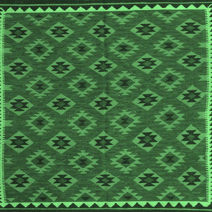 Square Machine Washable Oriental Emerald Green Traditional Area Rugs, wshcon2929emgrn