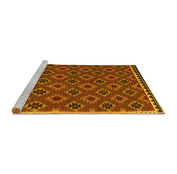 Sideview of Machine Washable Oriental Yellow Traditional Rug, wshcon2929yw