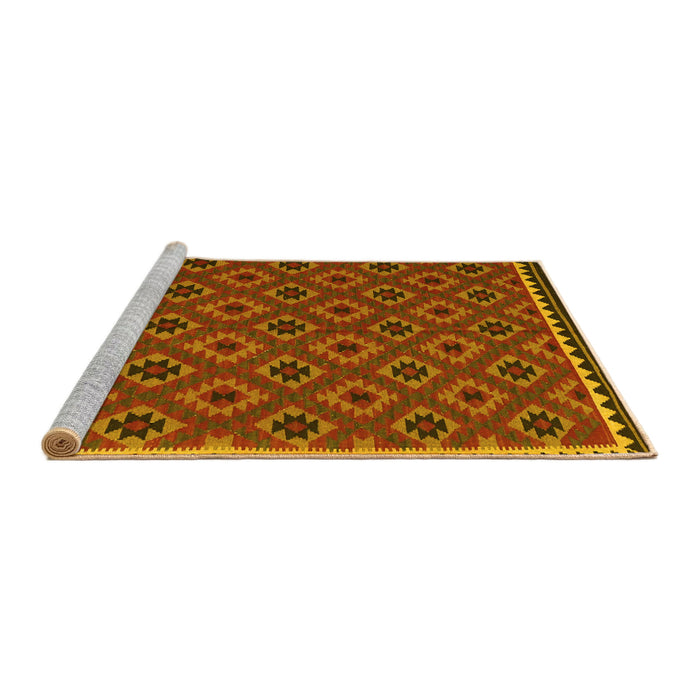 Sideview of Machine Washable Oriental Yellow Traditional Rug, wshcon2929yw