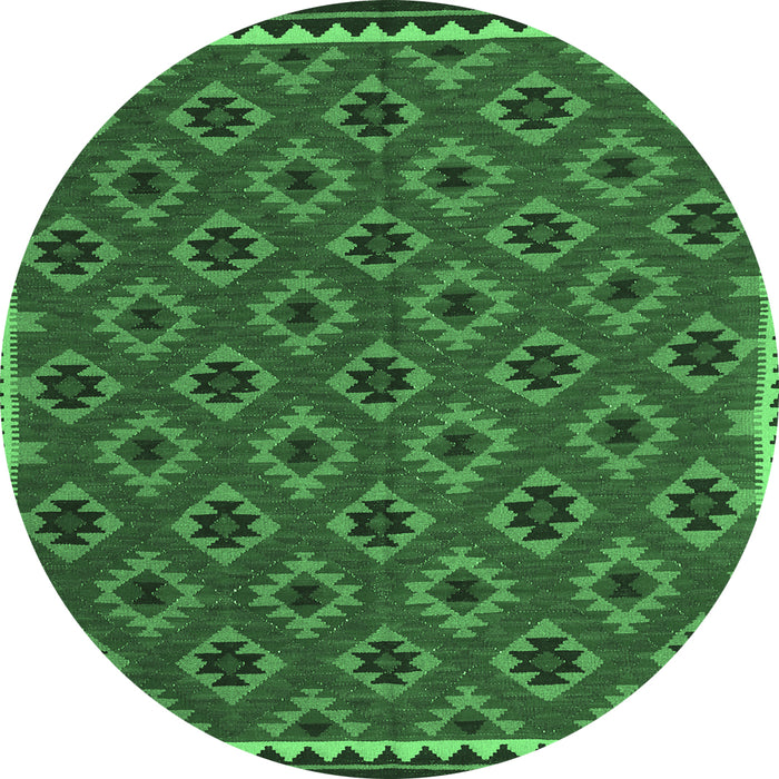 Round Oriental Emerald Green Traditional Rug, con2929emgrn