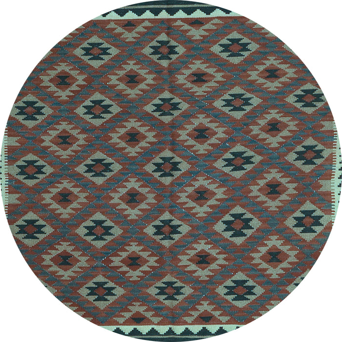 Round Oriental Light Blue Traditional Rug, con2929lblu