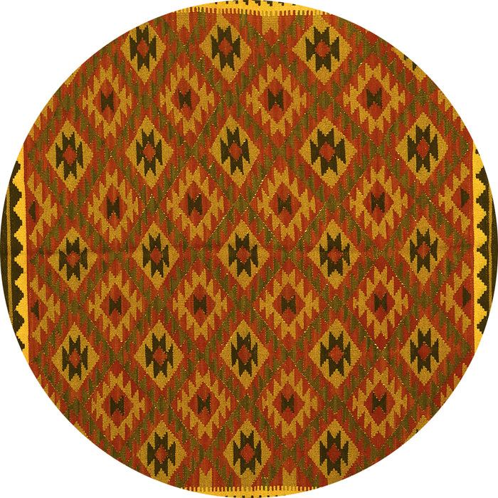 Round Oriental Yellow Traditional Rug, con2929yw