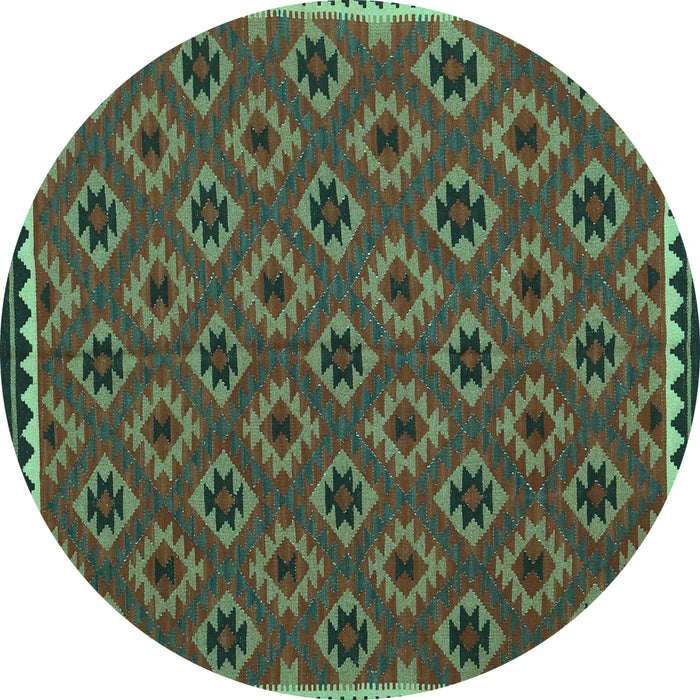 Round Oriental Turquoise Traditional Rug, con2929turq