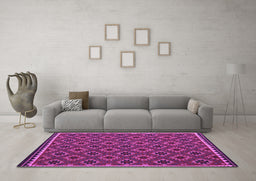 Machine Washable Oriental Purple Traditional Area Rugs in a Living Room, wshcon2929pur