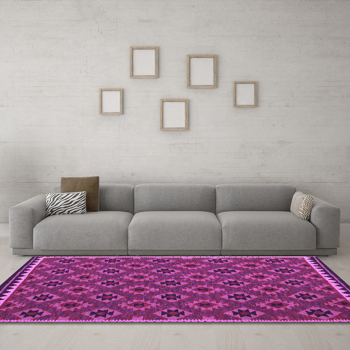Machine Washable Oriental Purple Traditional Area Rugs in a Living Room, wshcon2929pur