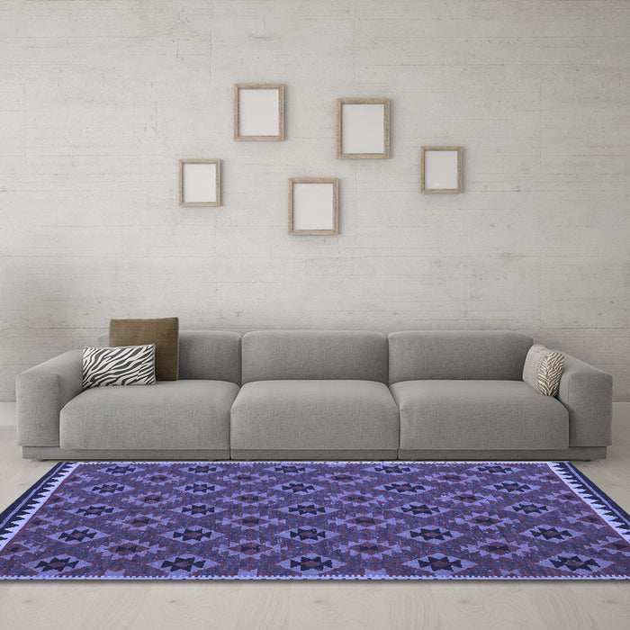 Machine Washable Oriental Blue Traditional Rug in a Living Room, wshcon2929blu