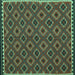 Square Oriental Turquoise Traditional Rug, con2929turq