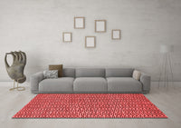 Machine Washable Abstract Red Contemporary Rug, wshcon292red