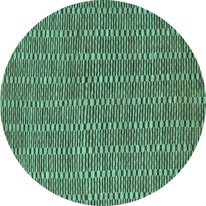 Round Machine Washable Abstract Turquoise Contemporary Area Rugs, wshcon292turq