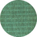 Round Machine Washable Abstract Turquoise Contemporary Area Rugs, wshcon292turq