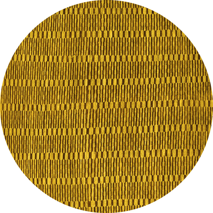 Round Machine Washable Abstract Yellow Contemporary Rug, wshcon292yw