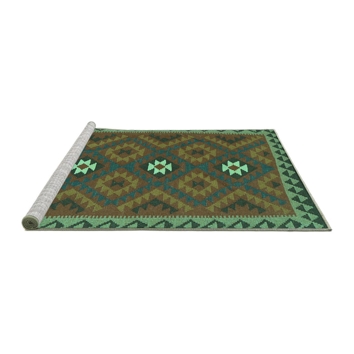Sideview of Machine Washable Oriental Turquoise Traditional Area Rugs, wshcon2930turq