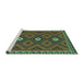 Sideview of Machine Washable Oriental Turquoise Traditional Area Rugs, wshcon2930turq