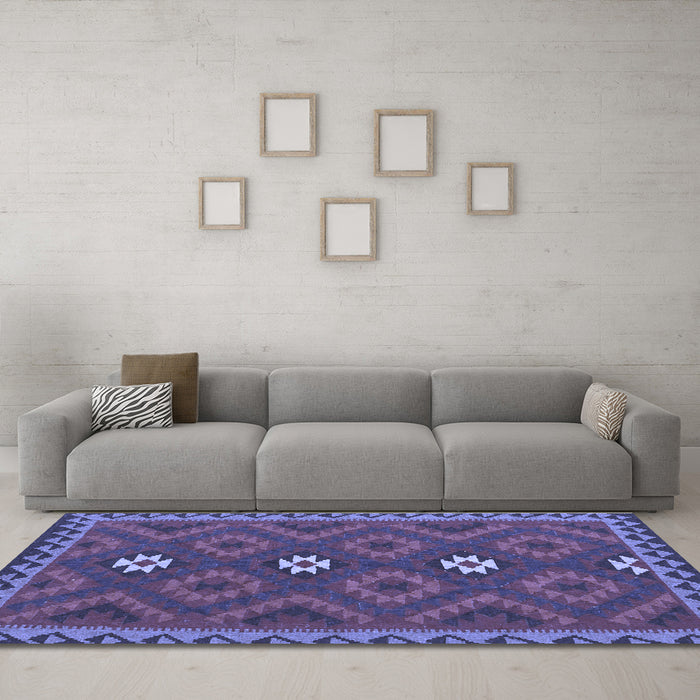 Machine Washable Oriental Blue Traditional Rug in a Living Room, wshcon2930blu