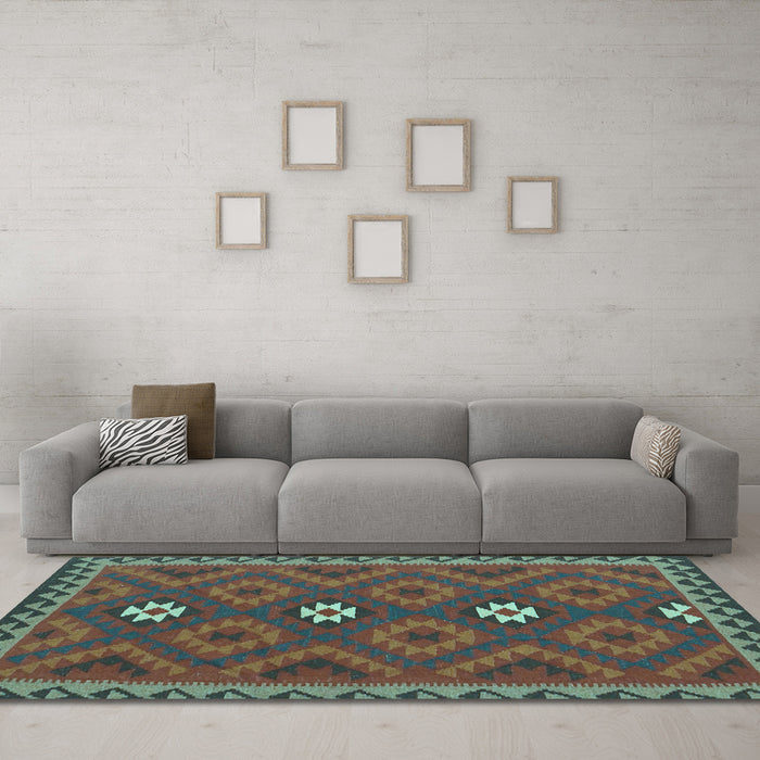 Machine Washable Oriental Light Blue Traditional Rug in a Living Room, wshcon2930lblu