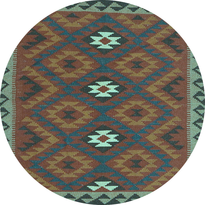 Round Machine Washable Oriental Light Blue Traditional Rug, wshcon2930lblu