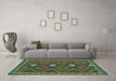 Machine Washable Oriental Turquoise Traditional Area Rugs in a Living Room,, wshcon2930turq