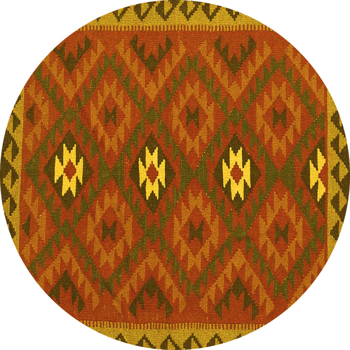 Round Oriental Yellow Traditional Rug, con2930yw
